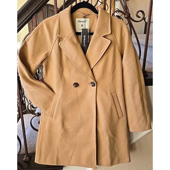 Allegra K Khaki Mid Length 2 Button Dress Coat Size XS - Picture 1 of 6